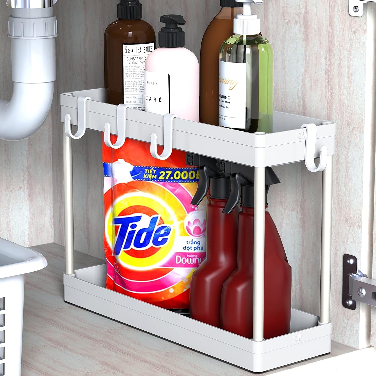Best Under-Sink Organizers for Small Kitchens - Simple Houseware 2-Tier Under Sink Organizer Storage Tr