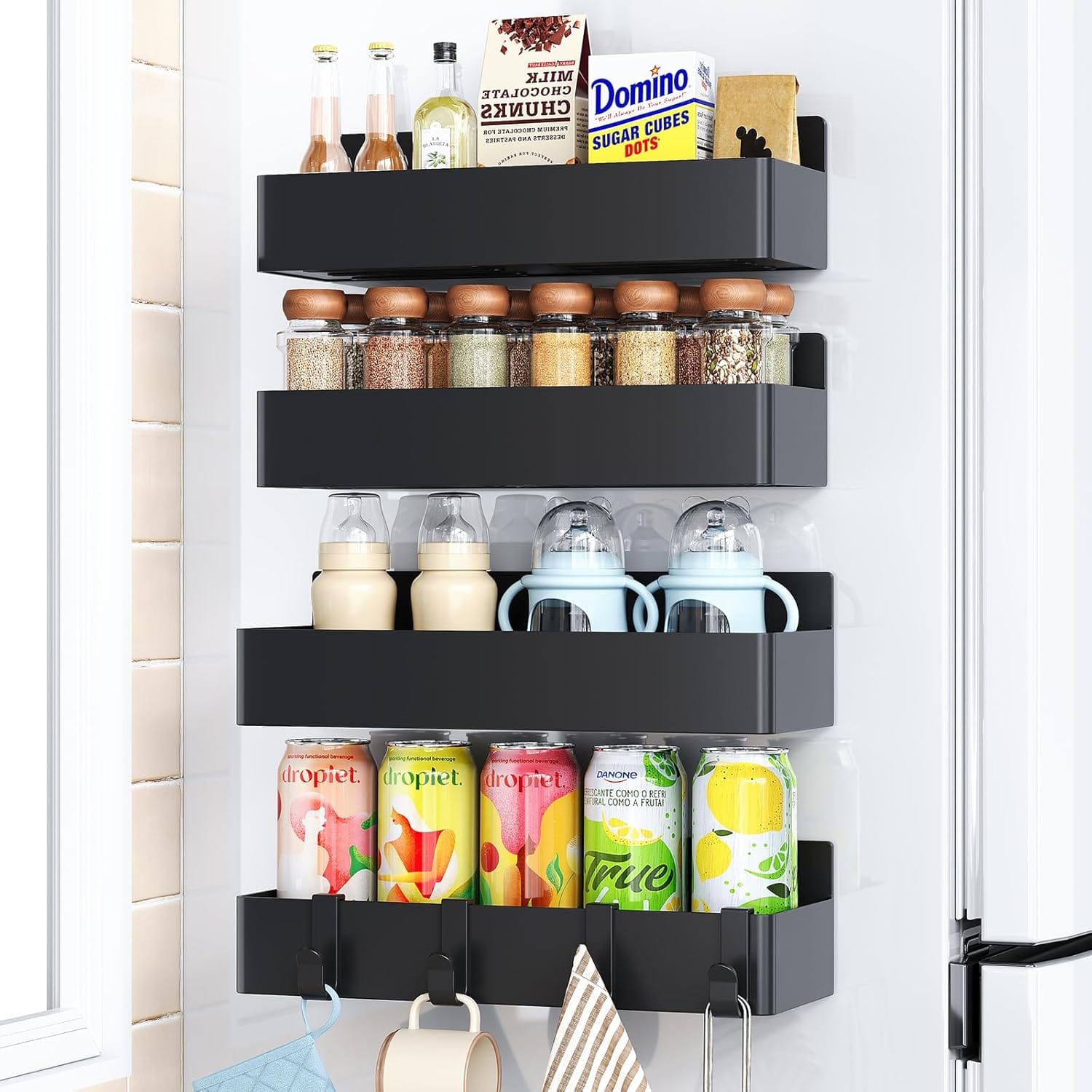 Magnetic Spice Rack for Fridge - Magnetic Spice Rack for Refrigerator, Kitchen Organizer