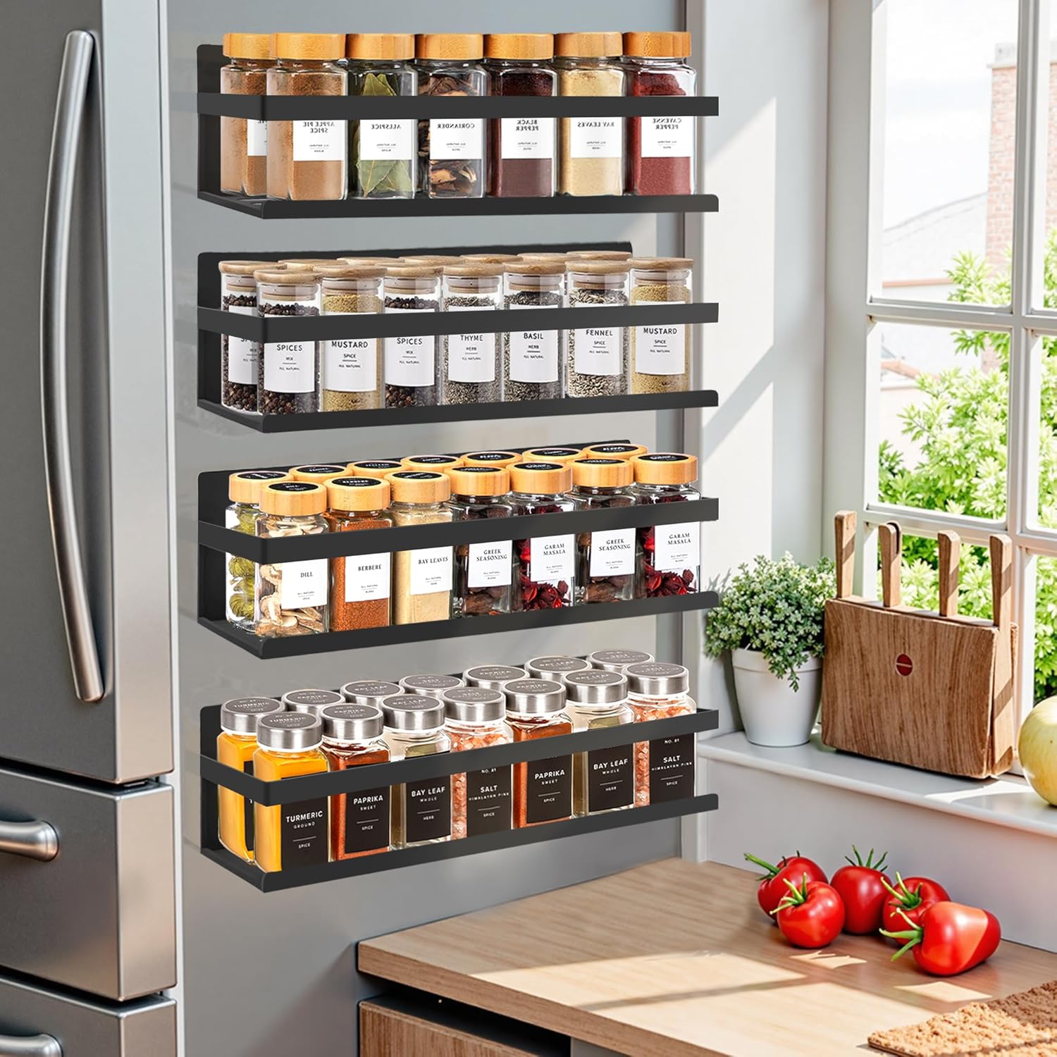 Magnetic Spice Rack for Fridge - Magnetic Spice Rack for Refrigerator Seasoning Organize