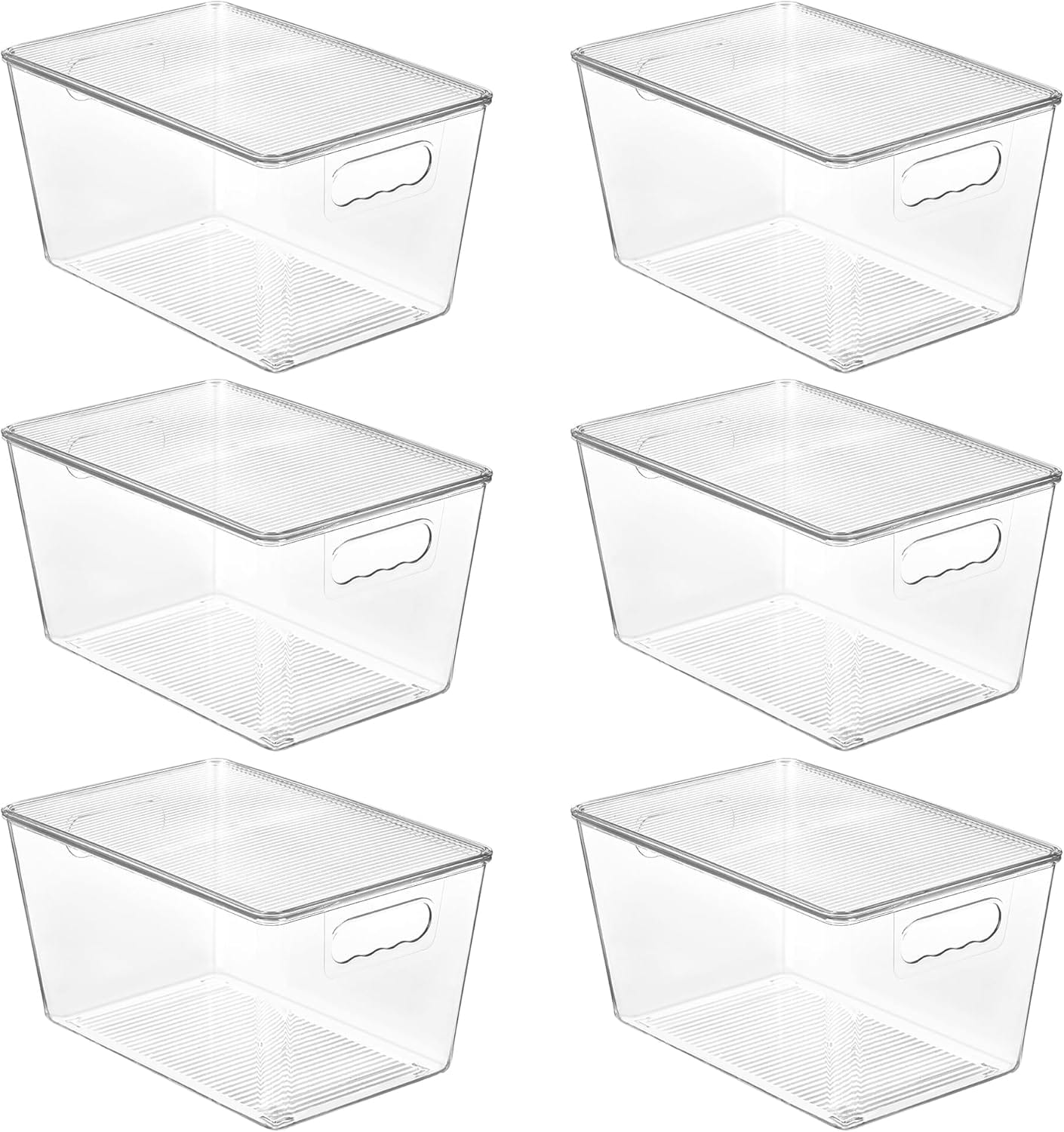 Best Pantry Bins Under $30 - Vtopmart 6 Pack Clear Stackable Storage Bins with Lids,
