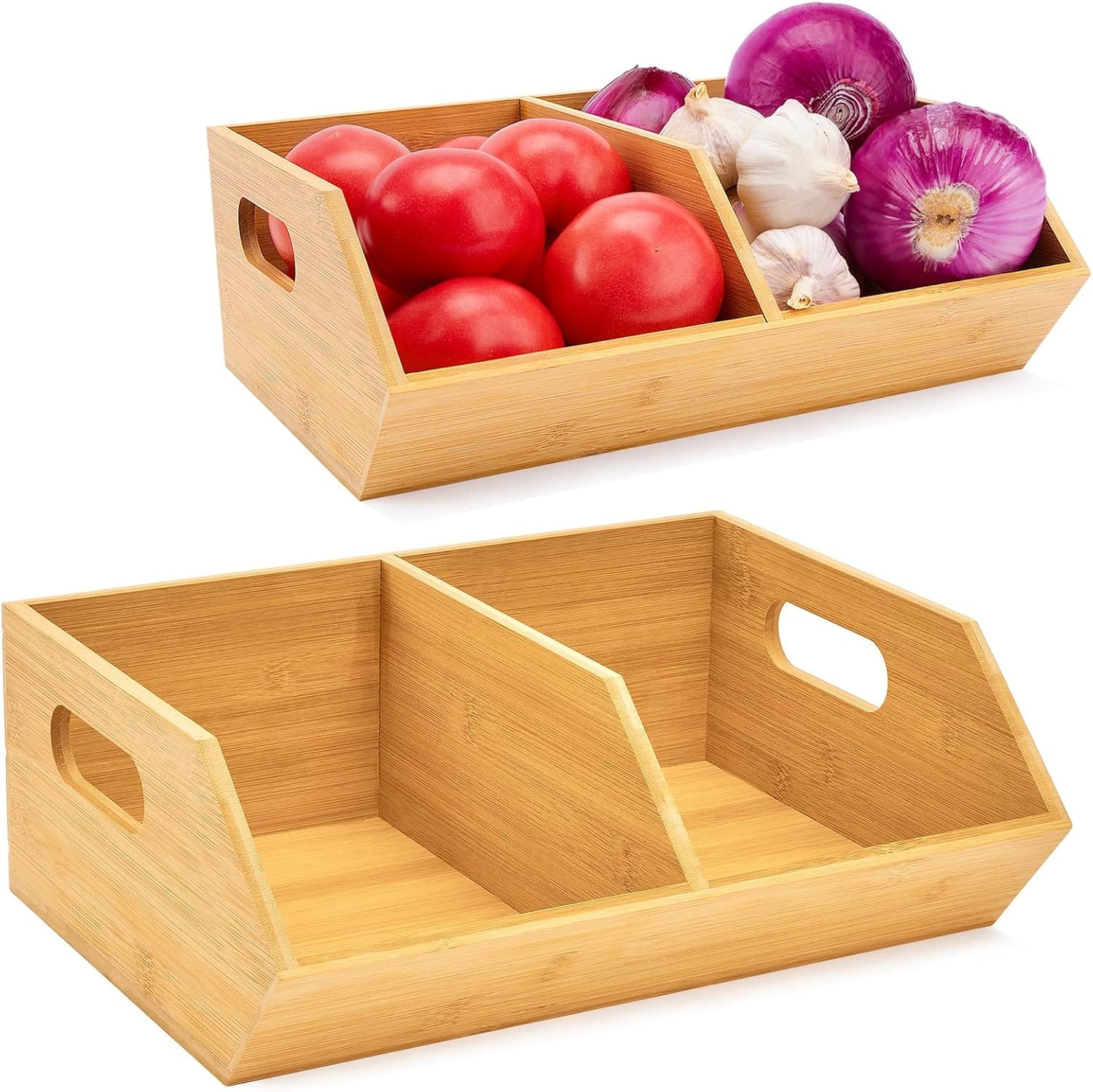 Best Sustainable Pantry Storage Bins for Eco-Friendly Kitchens - 2 Set Bamboo Storage Bin, Pantry Organization and Stora