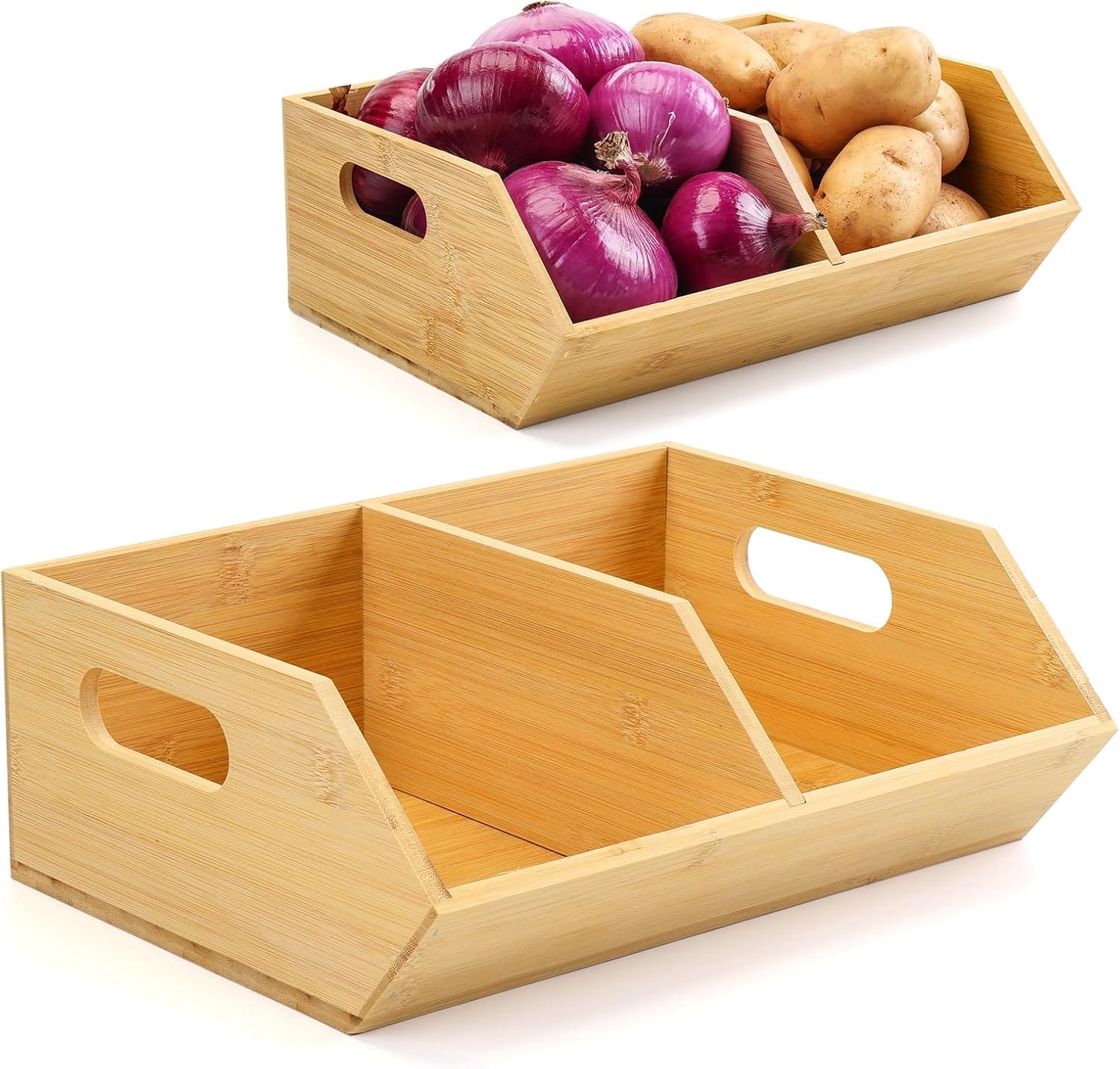 Best Sustainable Pantry Storage Bins for Eco-Friendly Kitchens - 2 Set Bamboo Storage Bins, Pantry Organizers and Storag