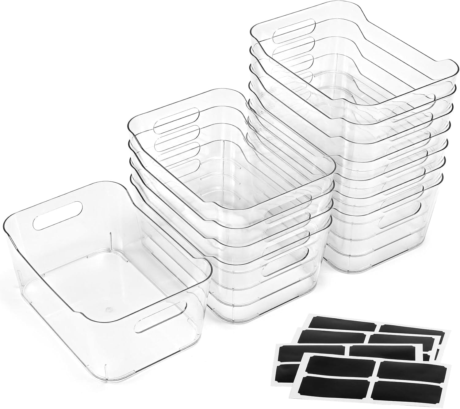 Best Pantry Bins Under $30 - 12 PACK Multi-Use Clear Plastic Storage Bins for Organi
