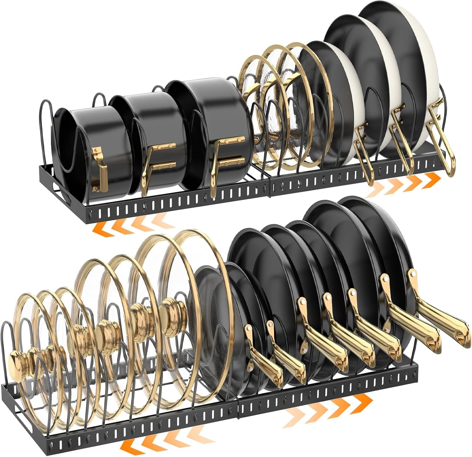 Best Pot and Pan Organizers for Cabinets - 2PACK Expandable (12