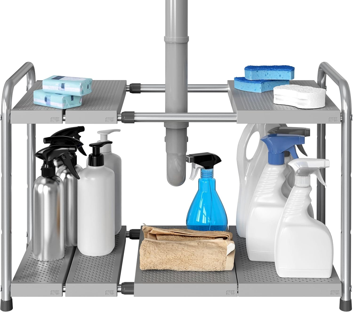 Best Under-Sink Organizers for Small Kitchens - Simple Houseware Under Sink 2-Tier Heavy Duty Expandabl