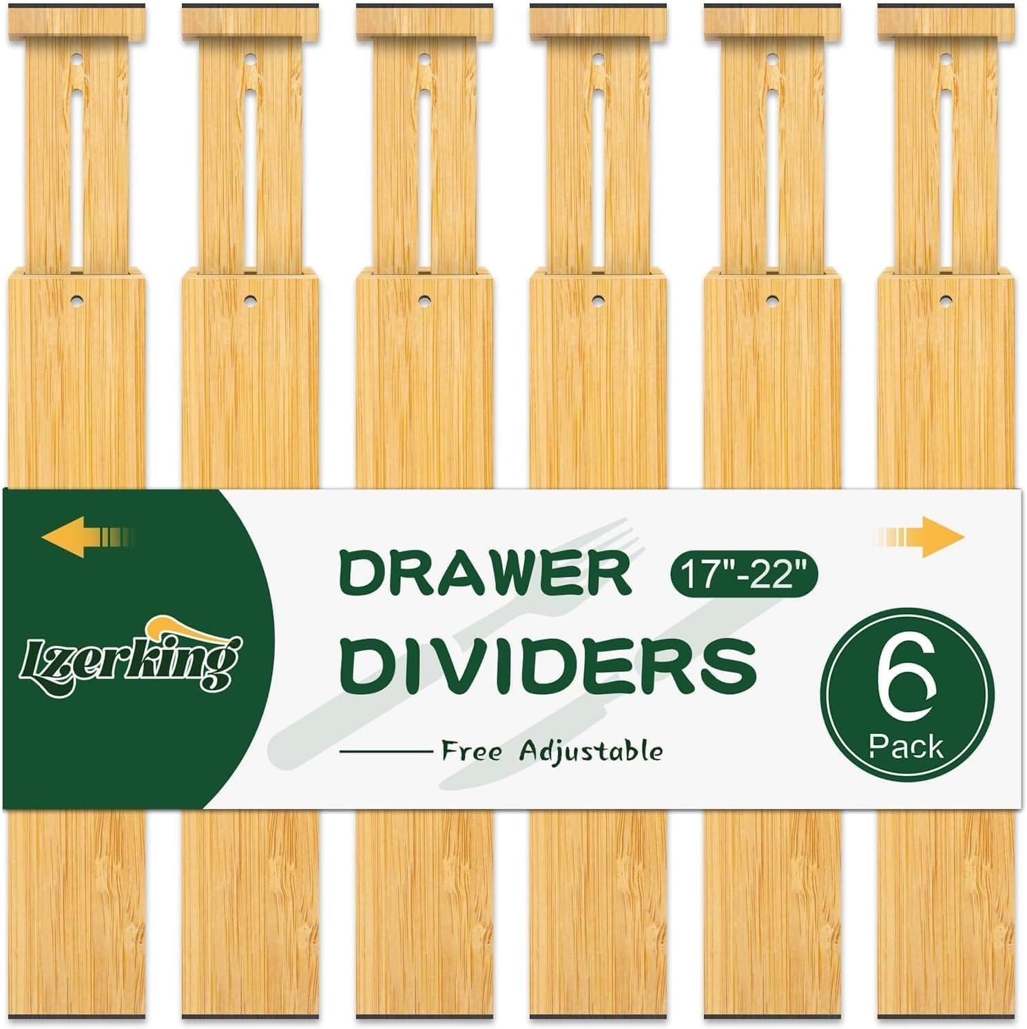 Top 7 Drawer Dividers for Kitchen Drawers - Lzerking Kitchen Drawer Dividers 6 Pack, 17-22