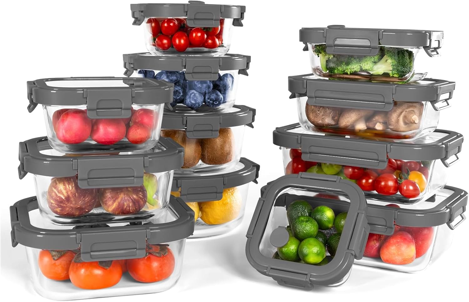 Best Airtight Food Storage Containers - 12-Pack Glass Containers with Tempered Lids – Borosilic
