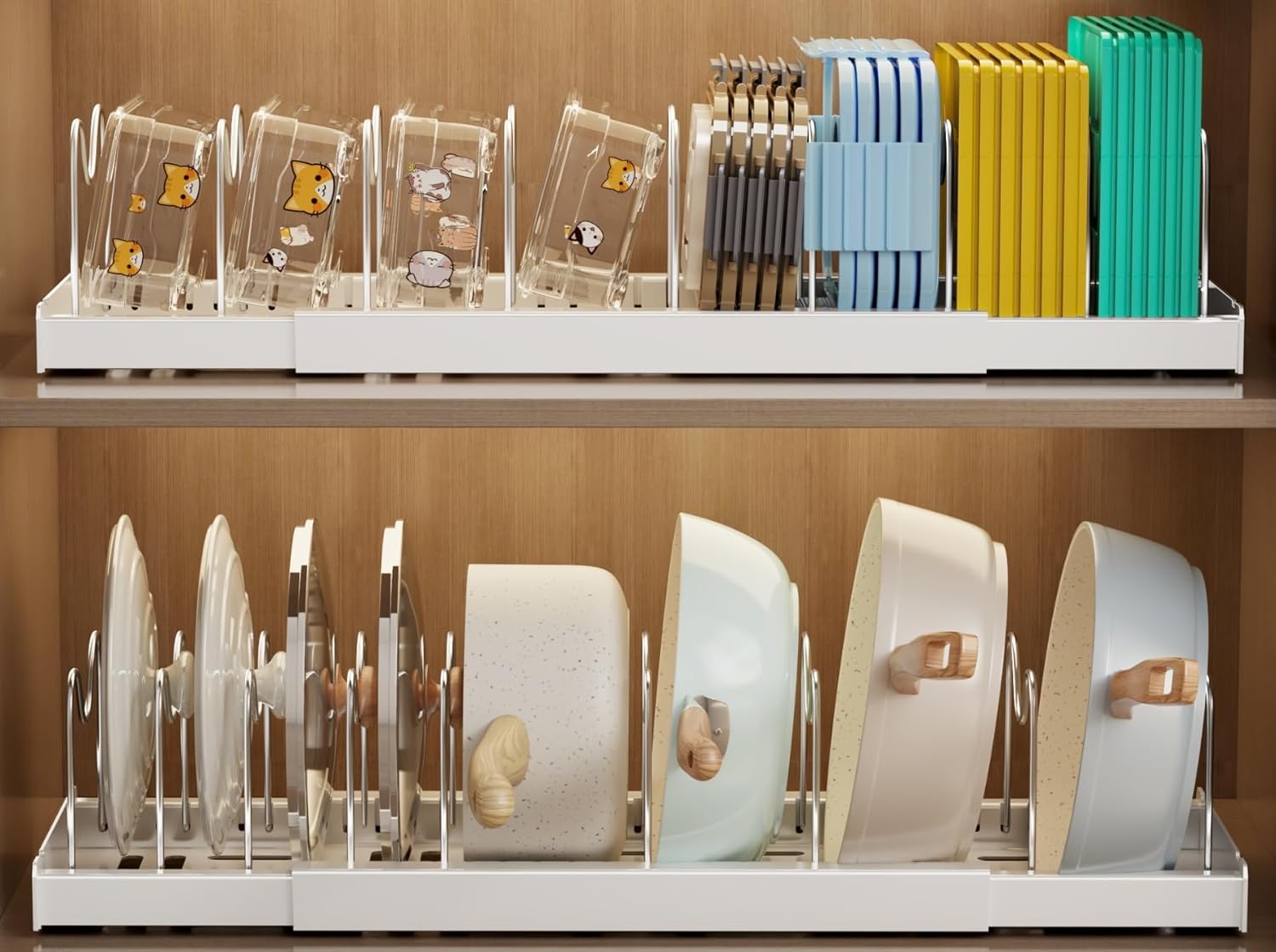 Best Pot and Pan Organizers for Cabinets - Mustorn 2 Pack Pots and Pans Organizer Under Cabinet, 2