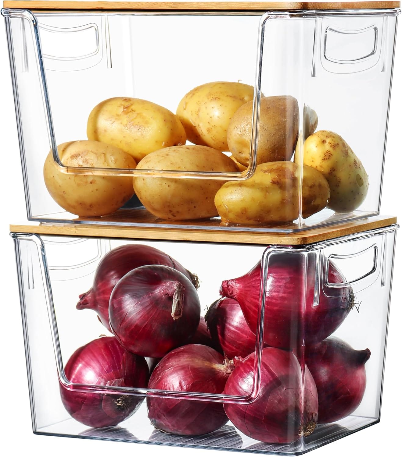 Best Pantry Bins Under $30 - Pantry Organizers Storage, 2 Pack Large Capacity Clear 