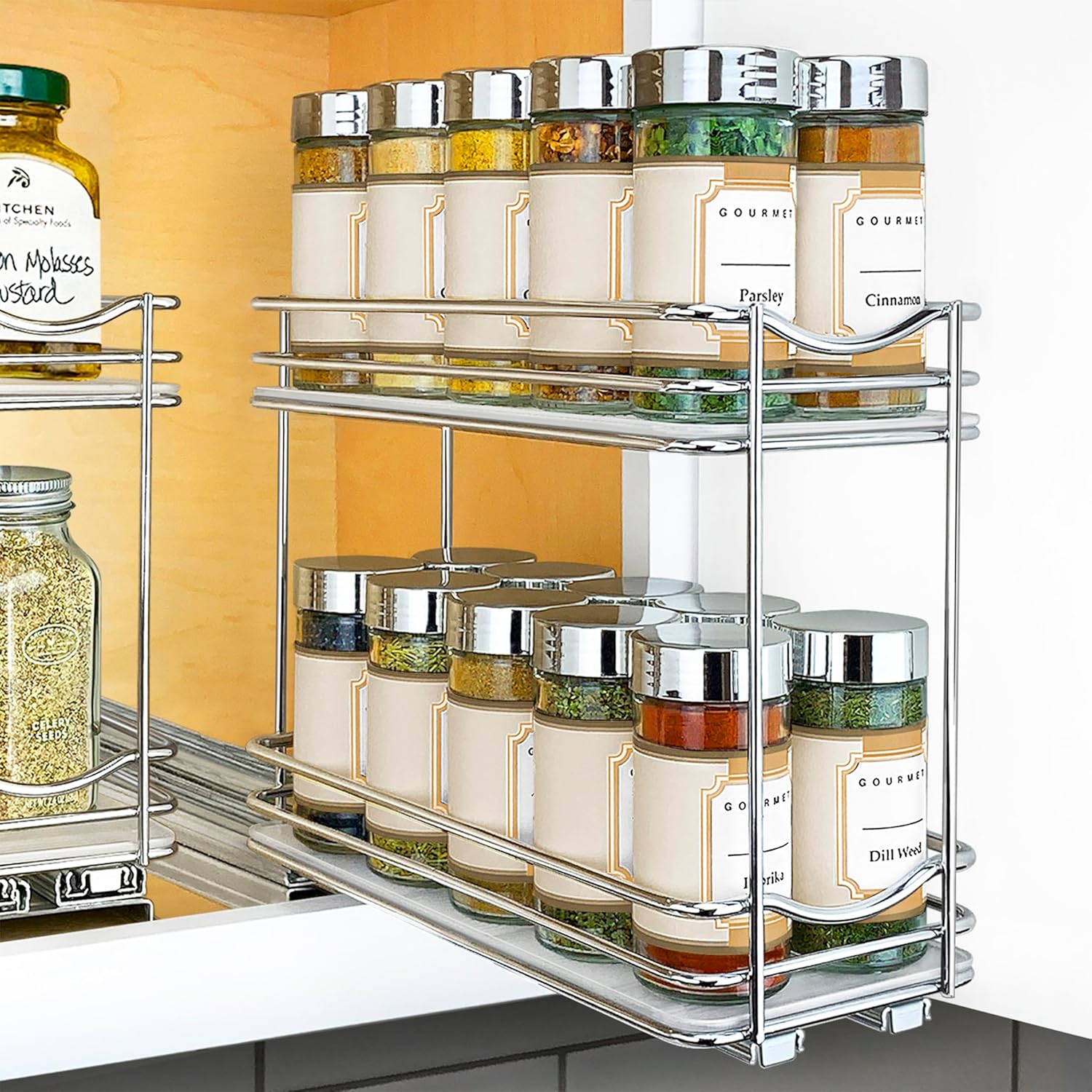 Best Spice Rack Organizers for Small Kitchens - LYNK PROFESSIONAL® Pull Out Spice Organization for Cabi
