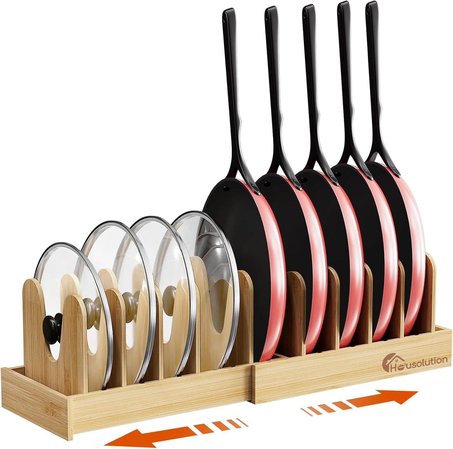 Best Pot and Pan Organizers for Cabinets - Housolution Bamboo Pot and Pan Organizer for Cabinet, 1