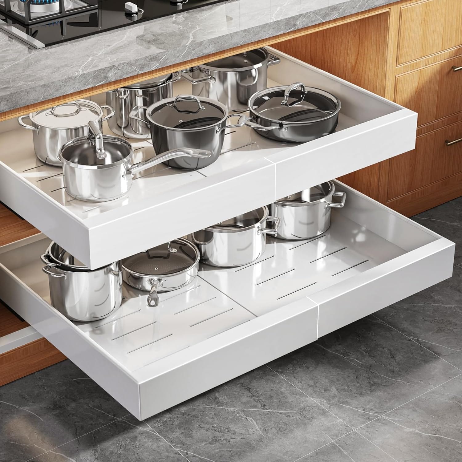 Best Pull Out Cabinet Organizers - Seinloes 2 Pack Expandable (15.1