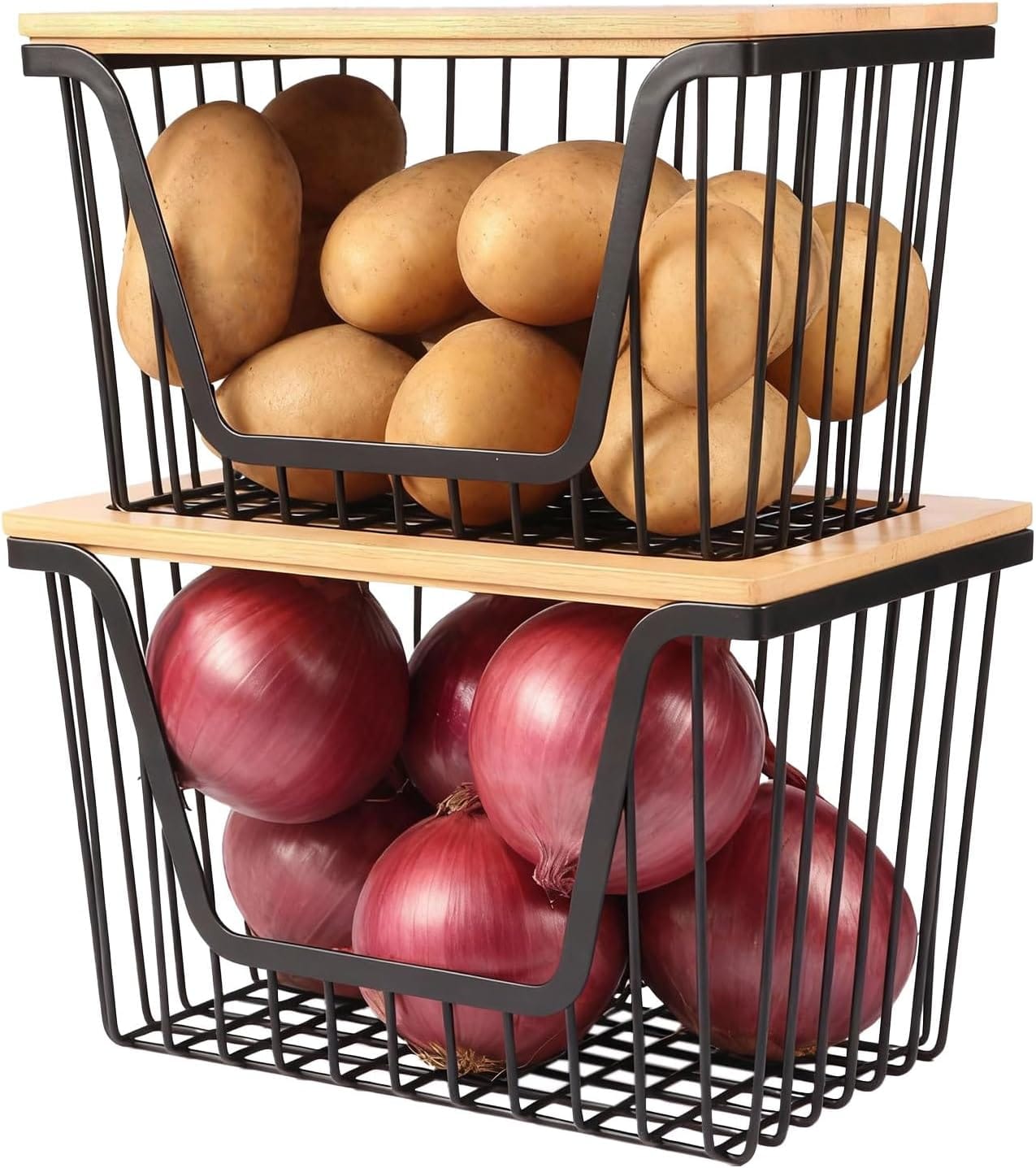 Best Pantry Bins Under $30 - 2 Pack Onion and Potato Storage Bins, Stackable Pantry 