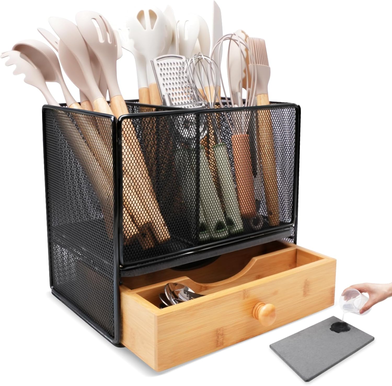Best Countertop Organizers for Kitchen - Kitchen Utensil Holder Countertop, Extra Large Utensil 